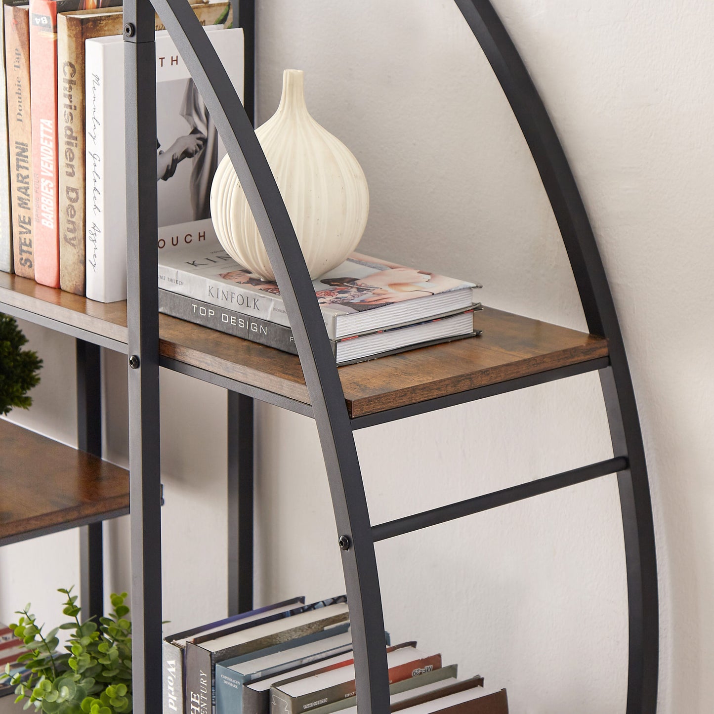 Round 5-Tier Metal Plant Stand & Bookcase Storage Rack