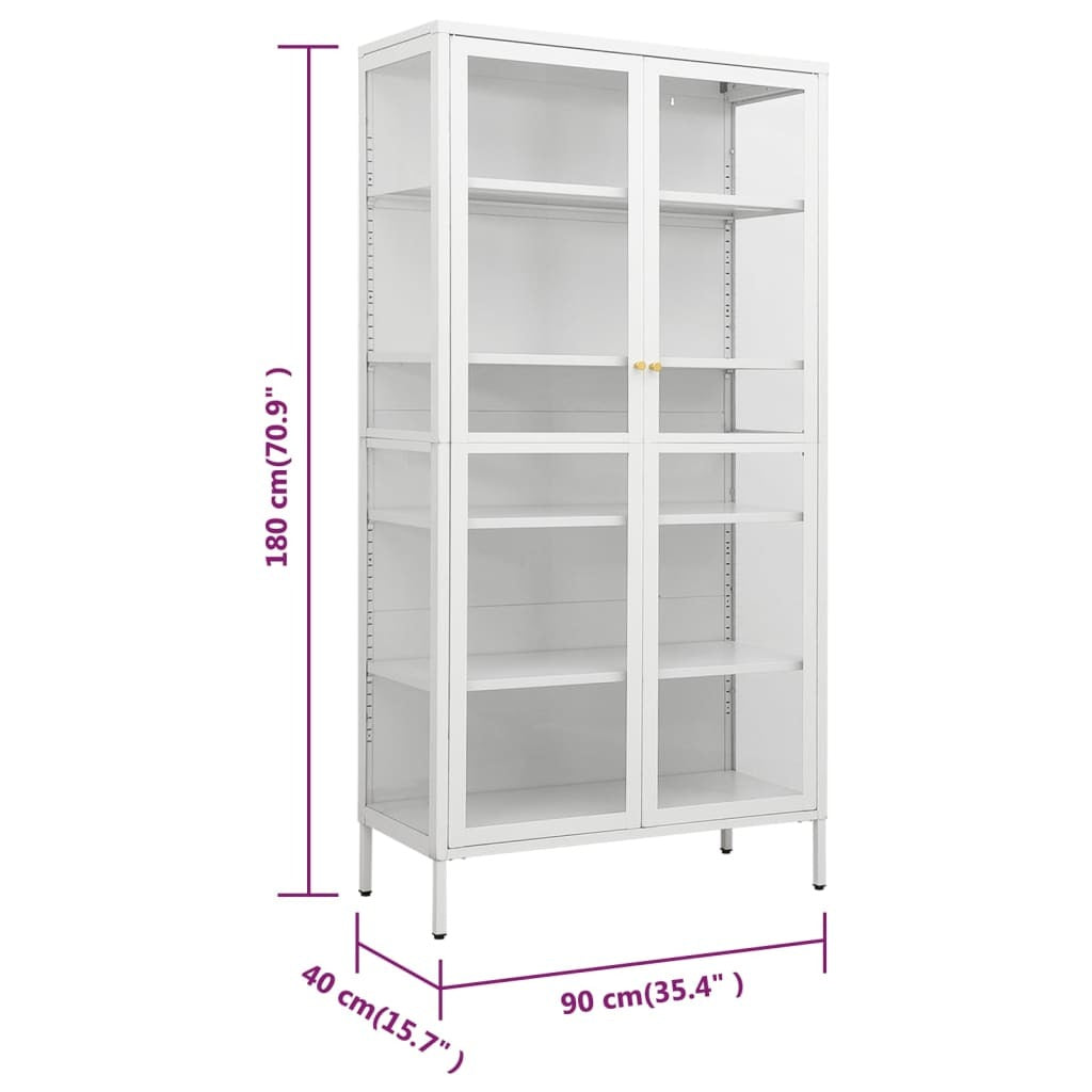 Display Cabinet White | Steel and Tempered Glass