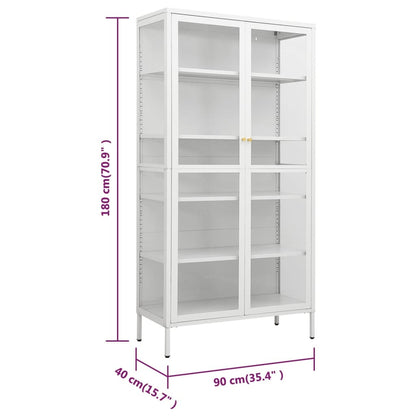 Display Cabinet White | Steel and Tempered Glass