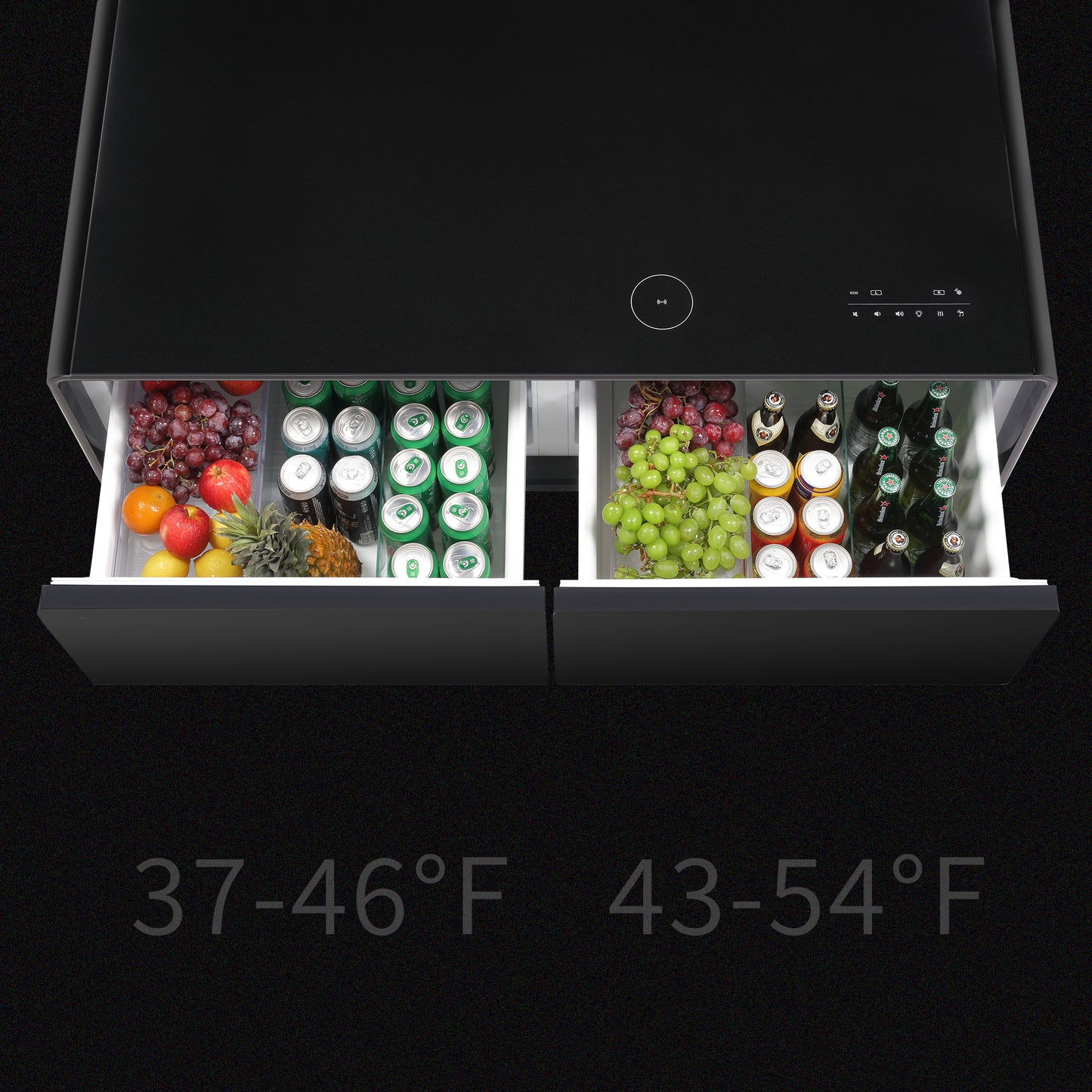 Modern Smart Coffee Table - Built-in Fridge, Bluetooth Speaker, Wireless Charging, Black