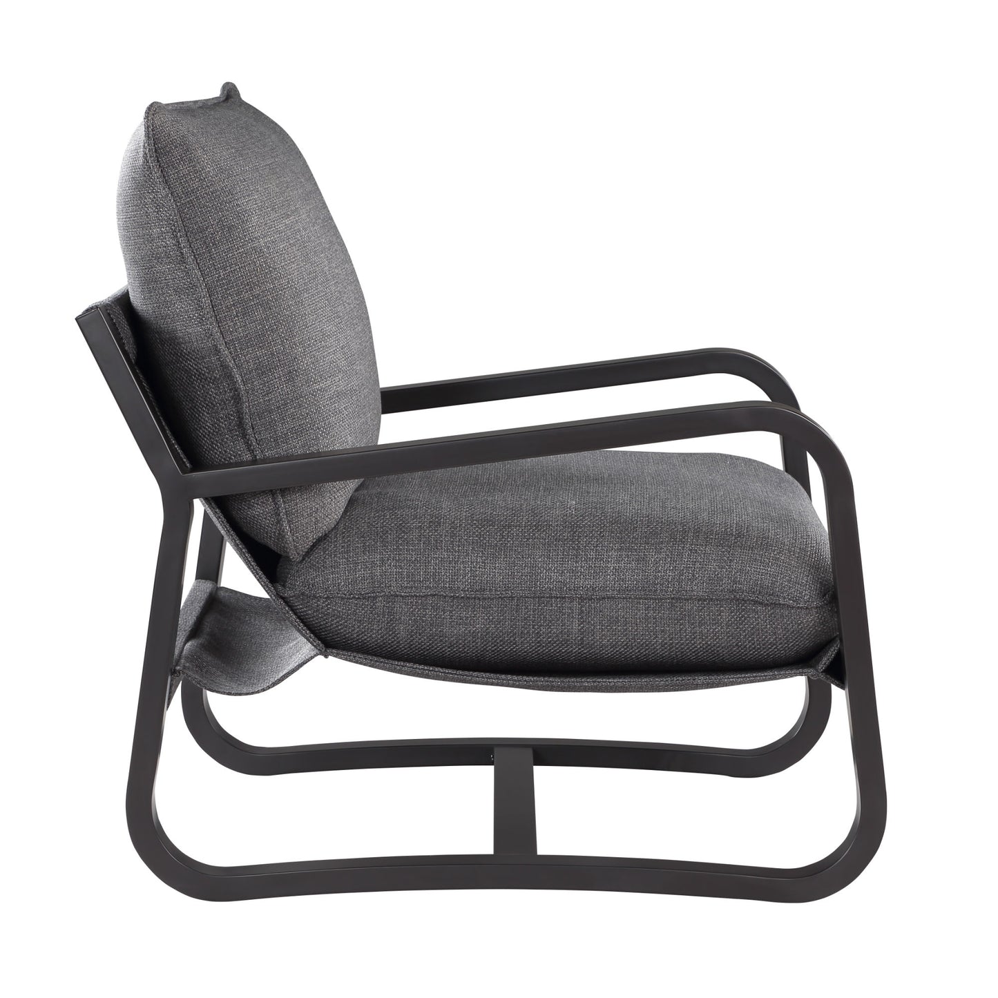 Sling Chair Upholstered in Charcoal Fabric with Metal Frame - Modern Comfort