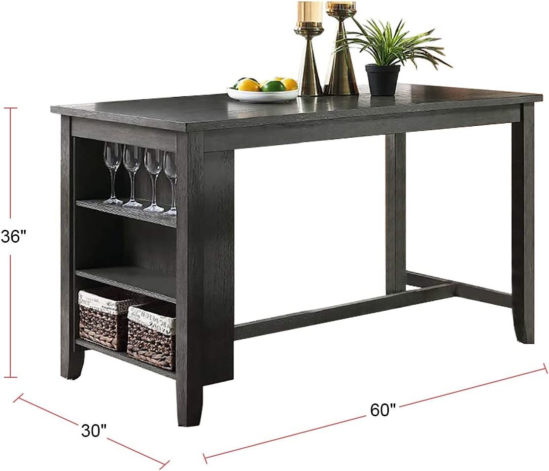 5pc Counter Height Dining Table Set with Storage - Modern Gray Wash