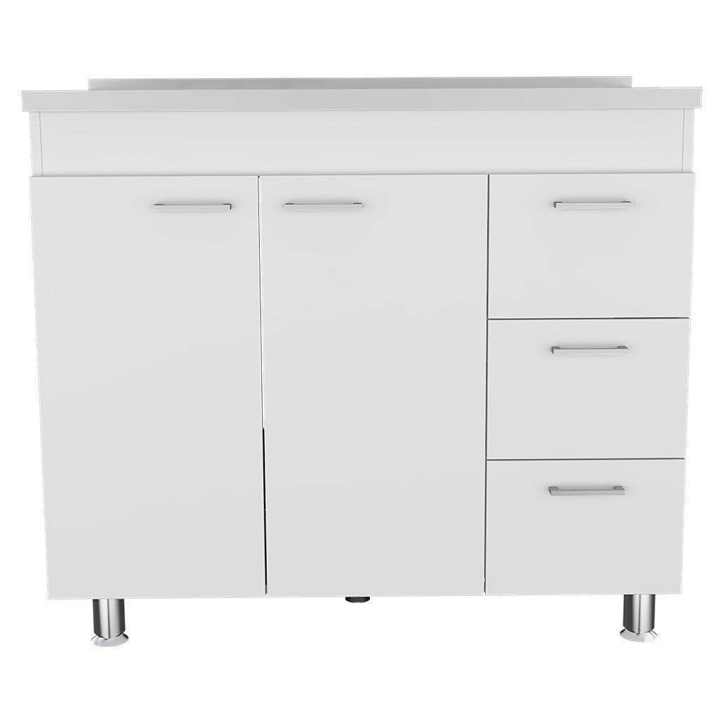 Base Cabinet with Three Drawers & Double Door - White