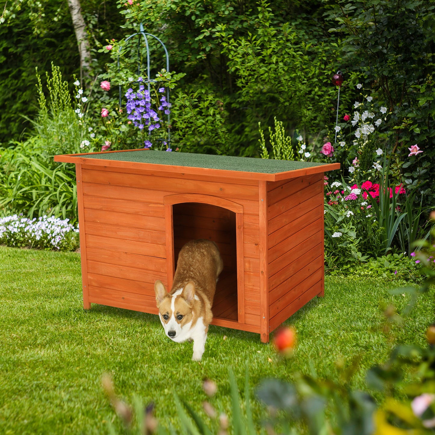 Waterproof Wood Dog House Pet Shelter - Durable Fir Wood Construction