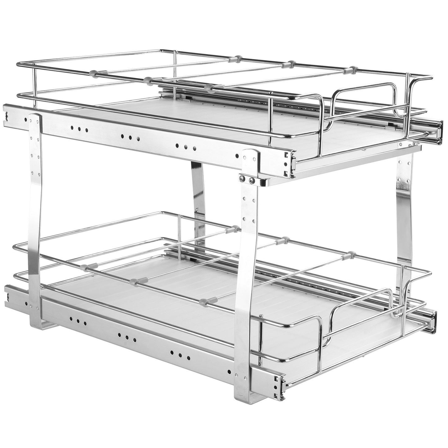 Pull Out Cabinet Organizer 2-Tier - 13"W x 21"D Heavy Duty Slide Out Shelves