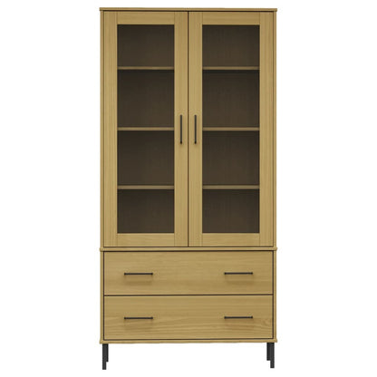 Solid Wood Bookcase with Metal Legs - 33.5"x13.8"x67.9"