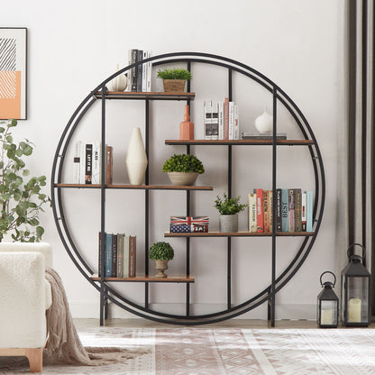 Round 5-Tier Metal Plant Stand & Bookcase Storage Rack