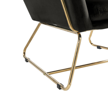 Black Velvet Accent Chair on Metal Base - Modern Contemporary Style