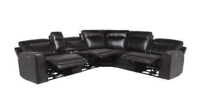 Customizable Dual-Power Leather Sectional - Top-Grain Leather, Power Headrest & Footrest