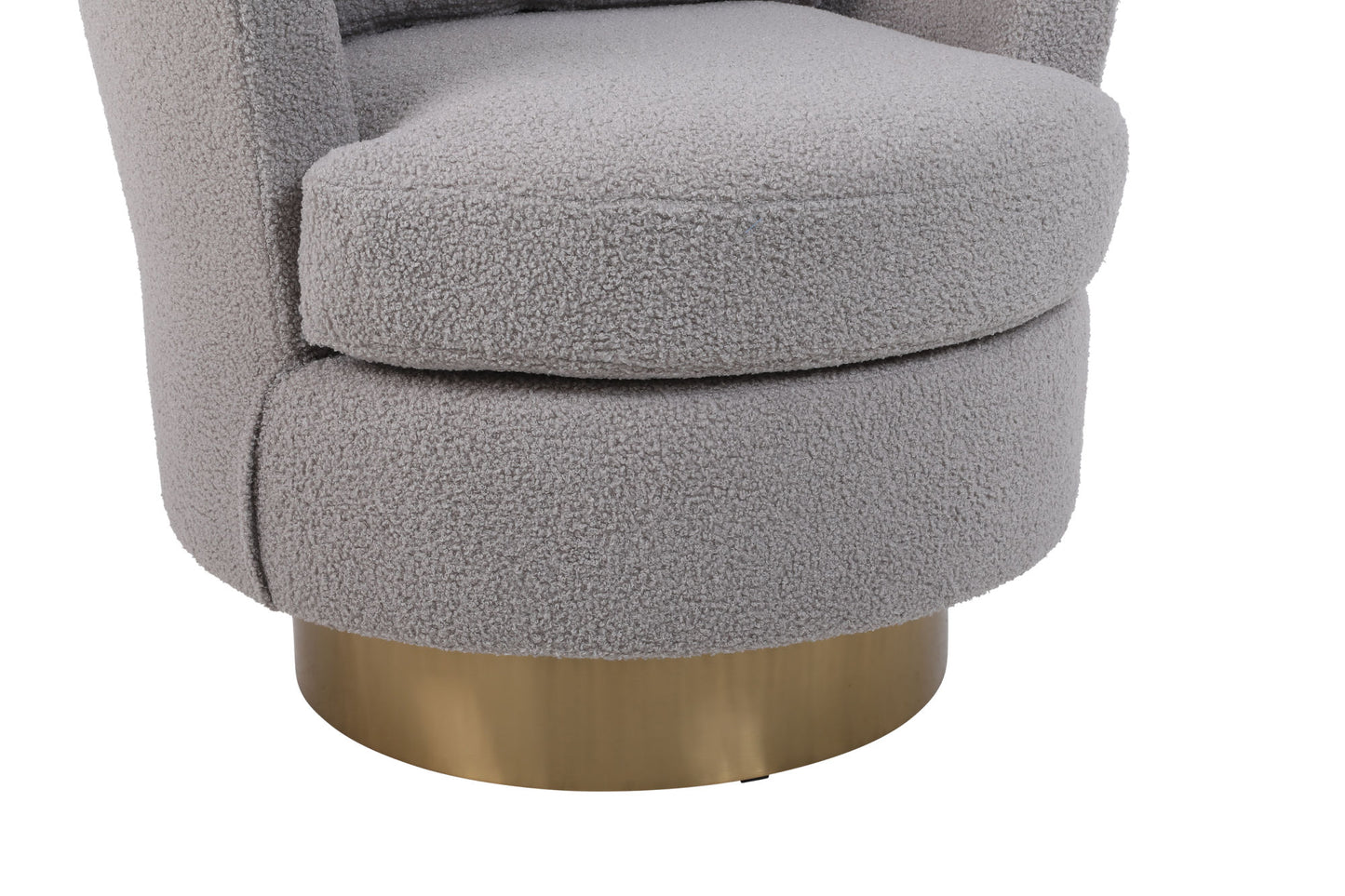 Swivel Barrel Chair with Gold Stainless Steel Base, Gray Accent Chair