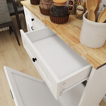 Kitchen Trash Cabinet with Tilt-Out Design - White, Two Drawers & Two Compartments