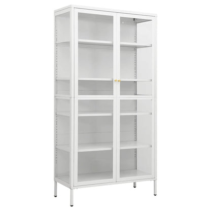 Display Cabinet White | Steel and Tempered Glass