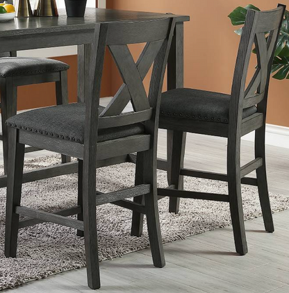 5pc Counter Height Dining Table Set with Storage - Modern Gray Wash