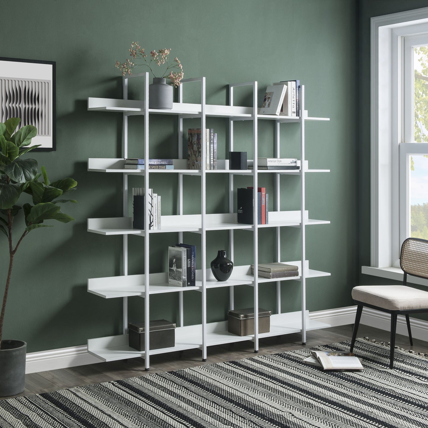 5-Tier Bookcase - Vintage Industrial Bookshelf with Metal Frame