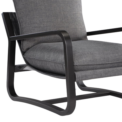 Sling Chair Upholstered in Charcoal Fabric with Metal Frame - Modern Comfort