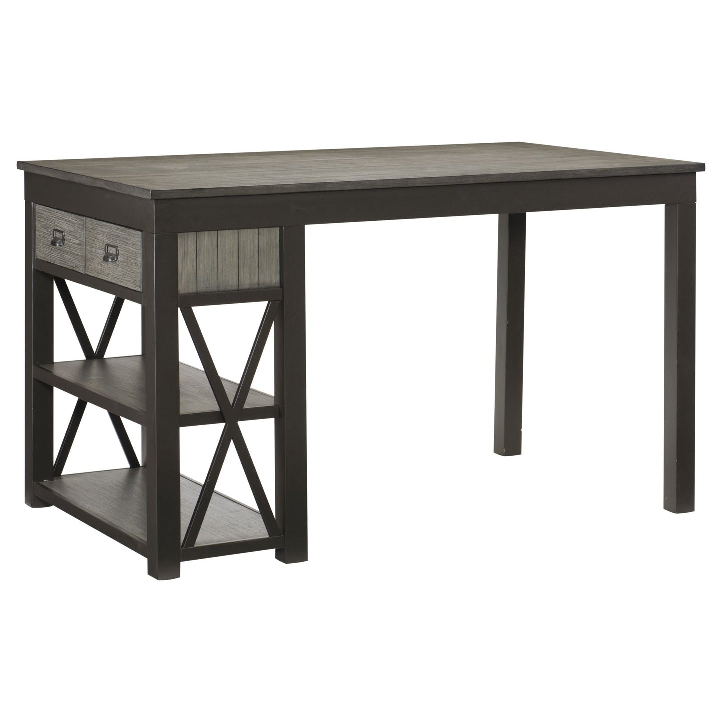 Casual Style Counter Height Dining 4pc Set - Gray Finish, Cushioned Seats