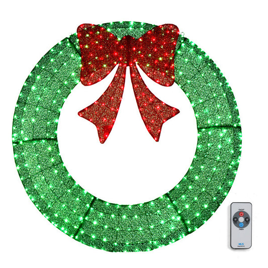 48in Pre-Lit Outdoor Christmas Wreath Decoration - LED Metal Holiday Decor