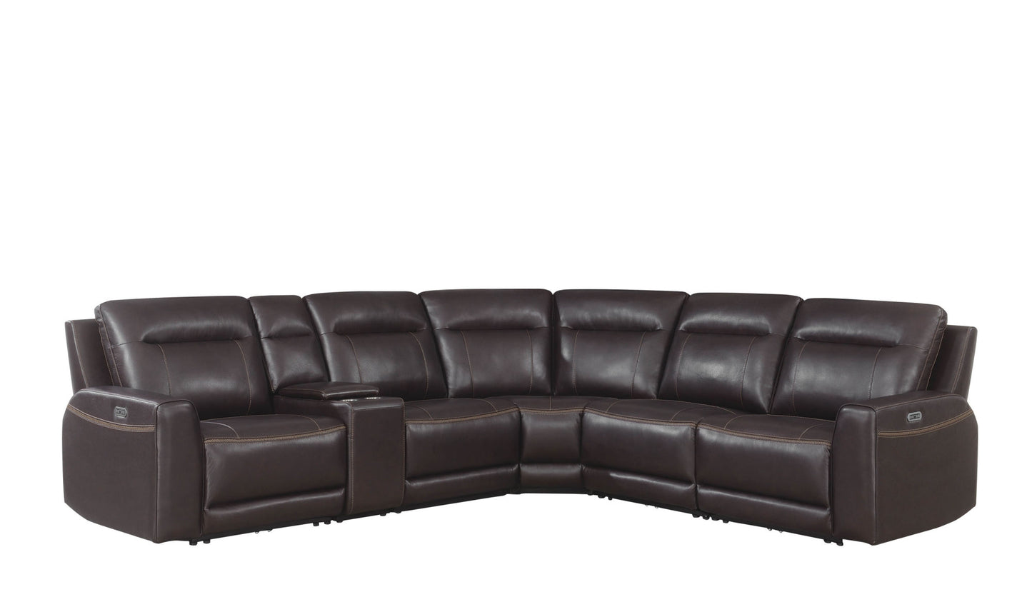 Customizable Dual-Power Leather Sectional - Top-Grain Leather, Power Headrest & Footrest