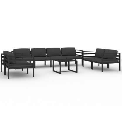 9-Piece Patio Lounge Set with Cushions - Aluminum Anthracite