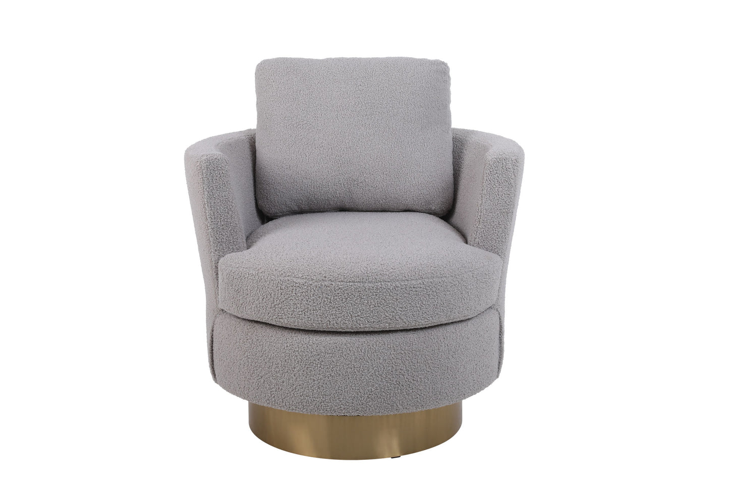 Swivel Barrel Chair with Gold Stainless Steel Base, Gray Accent Chair