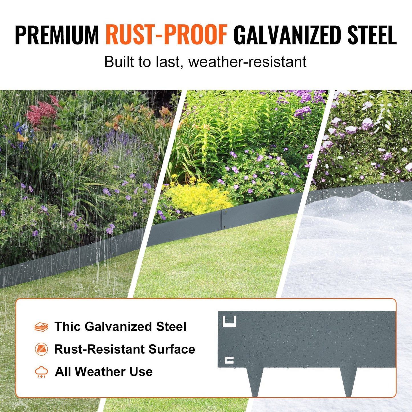 Steel Landscape Edging - 5-Pack Garden Borders, 39" L x 4" H Strips