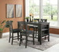 5pc Counter Height Dining Table Set with Storage - Modern Gray Wash