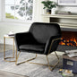 Black Velvet Accent Chair on Metal Base - Modern Contemporary Style