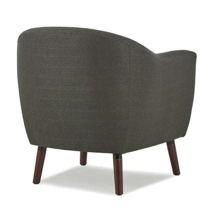 Gray Fabric Upholstered Accent Chair - Button Tufted with Espresso Finish Legs