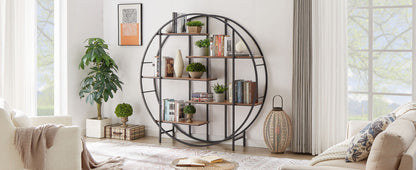 Round 5-Tier Metal Plant Stand & Bookcase Storage Rack