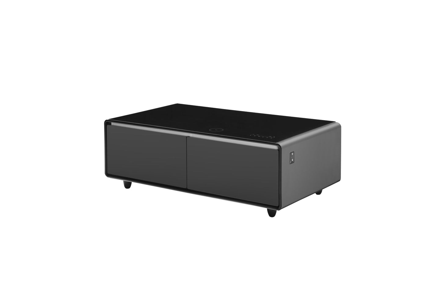 Modern Smart Coffee Table - Built-in Fridge, Bluetooth Speaker, Wireless Charging, Black