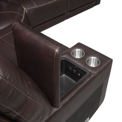 Customizable Dual-Power Leather Sectional - Top-Grain Leather, Power Headrest & Footrest