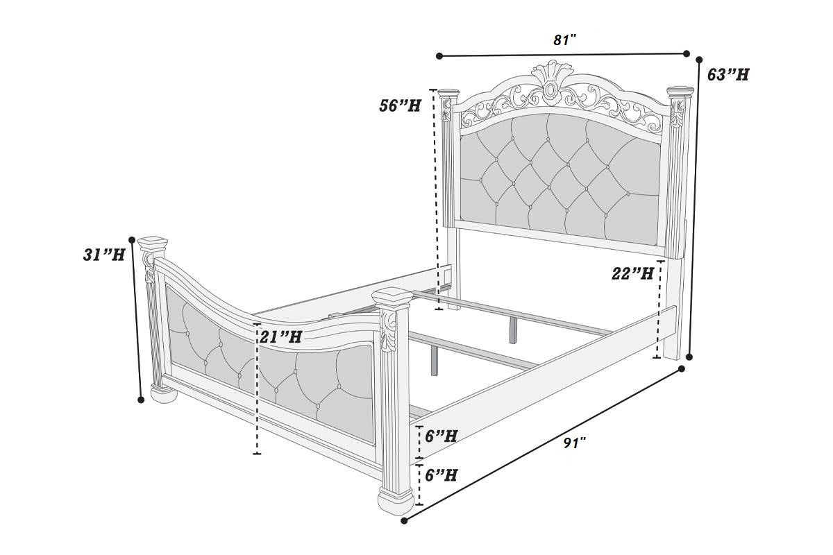 Formal Traditional Dark Cherry California King Bed - Tufted Faux Leather