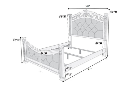 Formal Traditional Dark Cherry California King Bed - Tufted Faux Leather