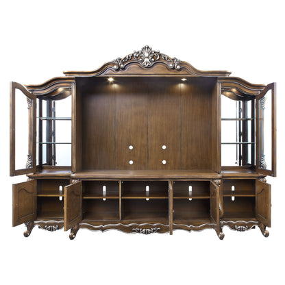 Latisha Entertainment Center - Antique Oak Finish, Sturdy & Sophisticated