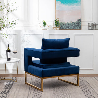 Contemporary Upholstered Accent Arm Chair in Blue