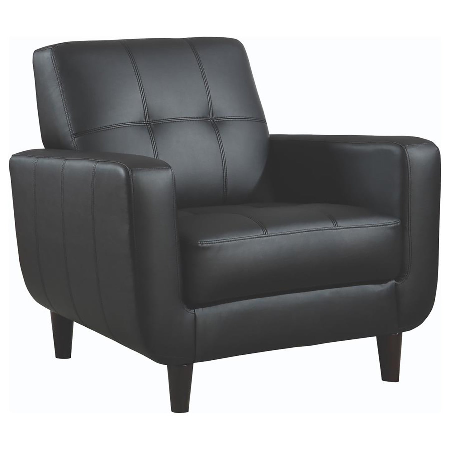 Black Track Arm Accent Chair - Modern & Mid-Century Design