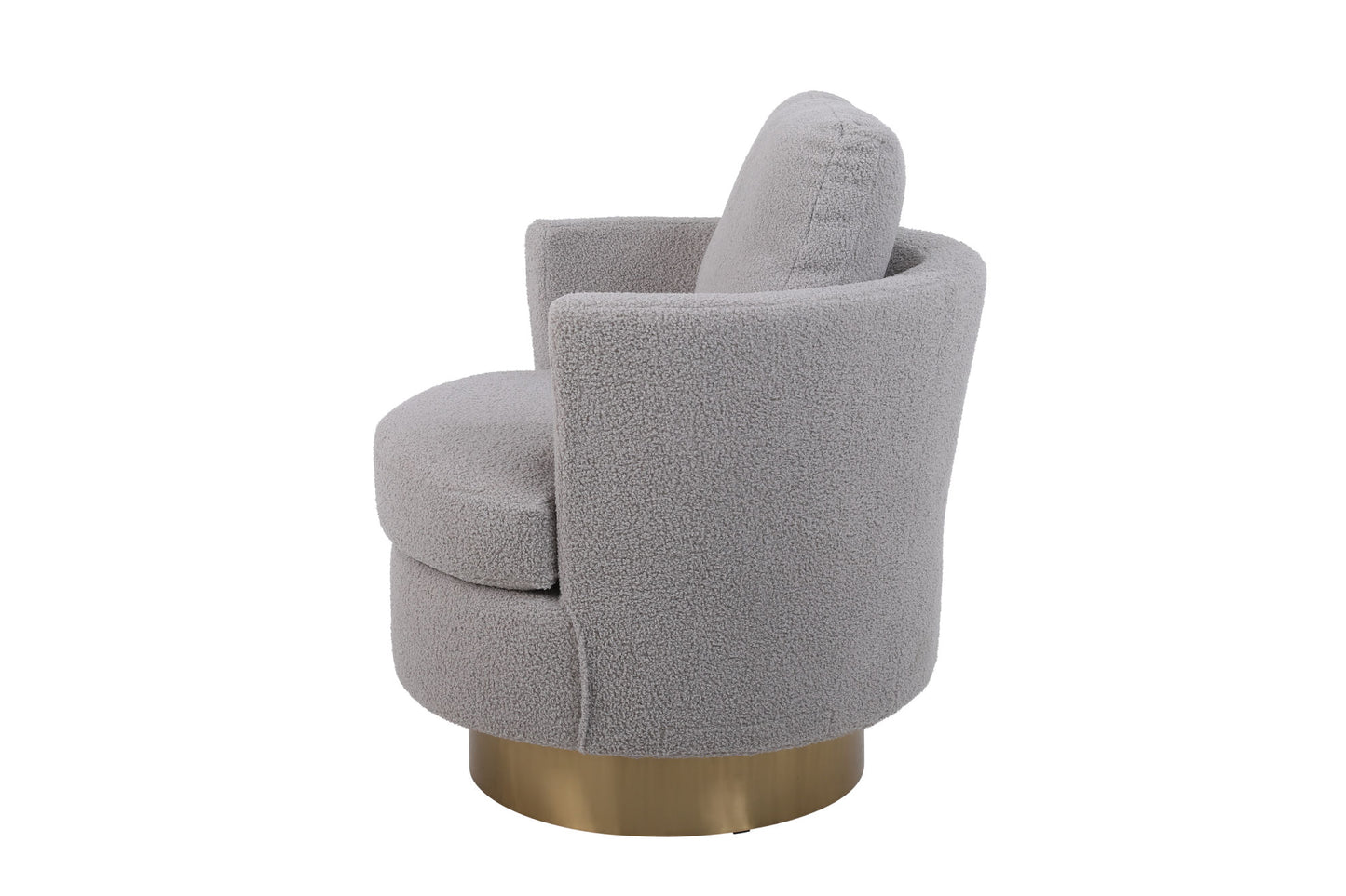 Swivel Barrel Chair with Gold Stainless Steel Base, Gray Accent Chair