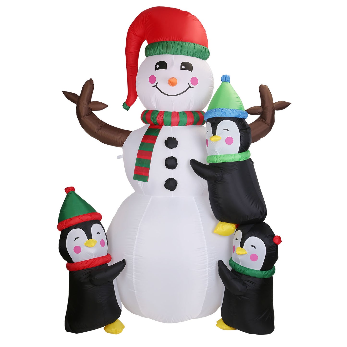 5.9FT Christmas Inflatable Outdoor Snowman & Penguin Decoration - LED Light Blow Up Yard Decor with Built-in Air Blower