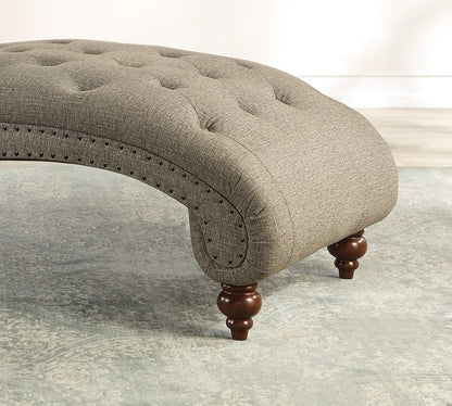 Modern Stylish Brown Chaise - Button-Tufted Nailhead Trim with Bolster Pillow