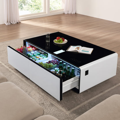 Modern Smart Coffee Table with Built-in Fridge & Bluetooth Speaker