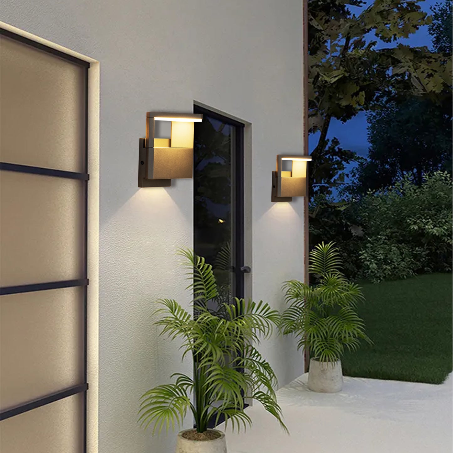 Outdoor LED Wall Mount Lamp - Modern Sconce Lantern Fixture for Porch & Front Door