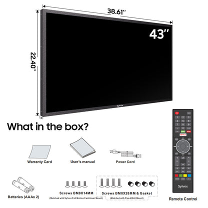 65 Inch Outdoor TV, 2000nits 4K UHD Weatherproof TV for Business - 2-Yr Warranty, 24/7 Operation, IP66 Waterproof