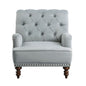 Luxurious Accent Chair Gray Velvet Upholstered Button Tufted with Nailhead Trim