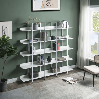 5-Tier Bookcase - Vintage Industrial Bookshelf with Metal Frame