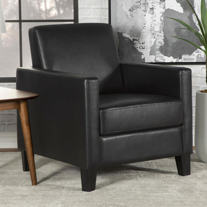 Black Cushion Back Upholstered Accent Chair - Modern Simplicity