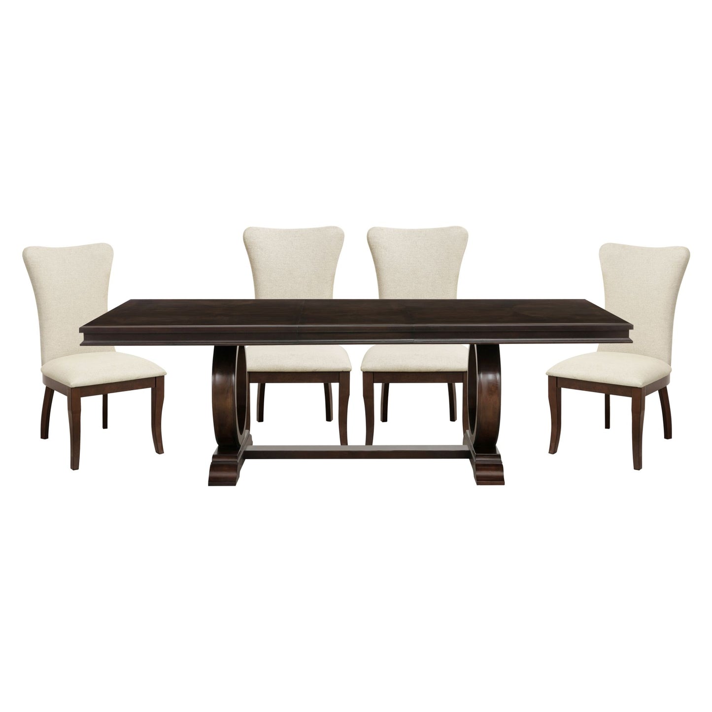 Modern Traditional 5pc Dining Set - Table with Extension Leaf & 4 Chairs