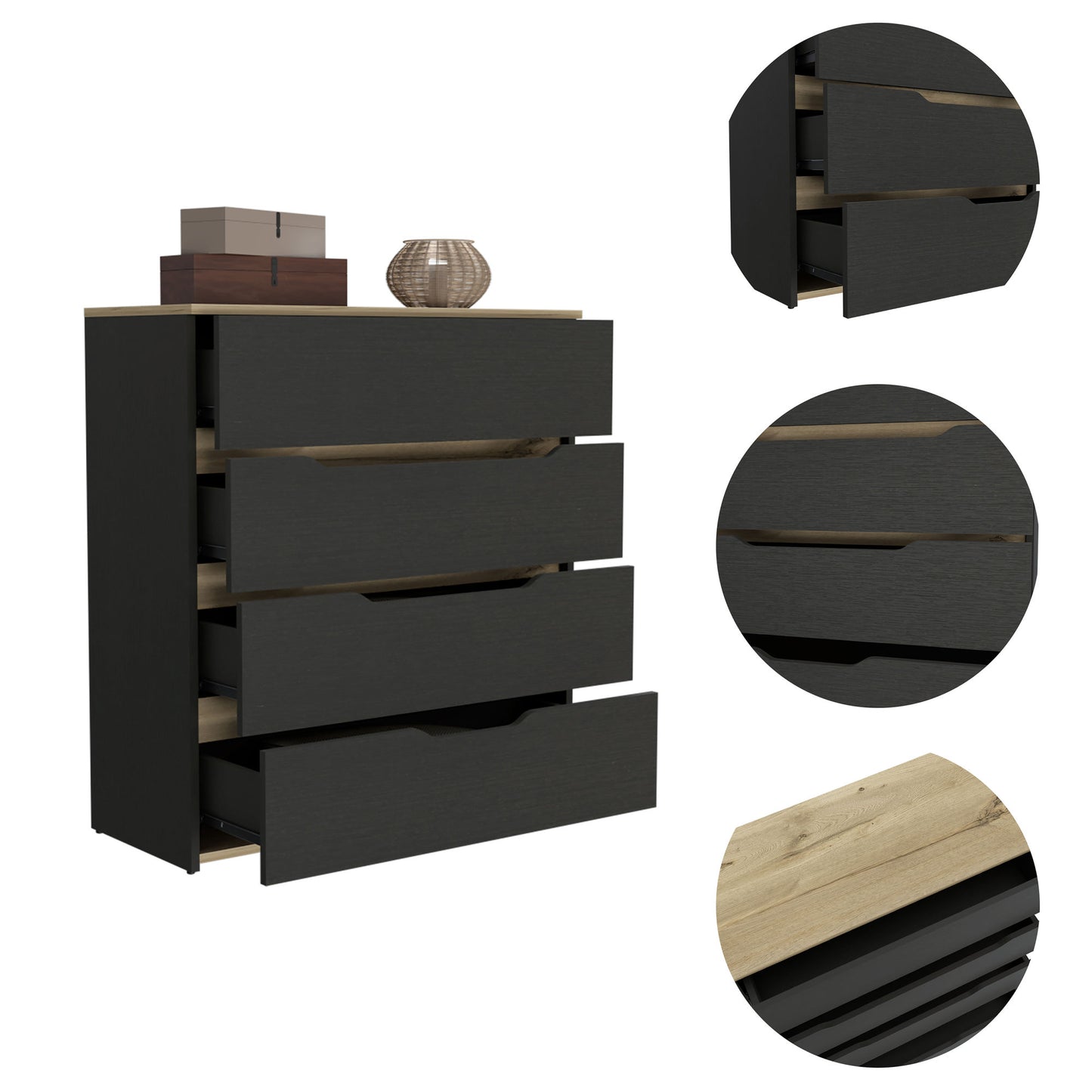 California Drawer Dresser with Four Spacious Drawers and Superior Top | Elegant Storage Solution