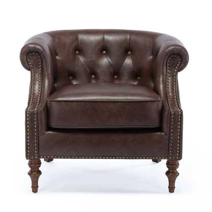 Button Tufted Accent Chair - Classic Barrel Back Design