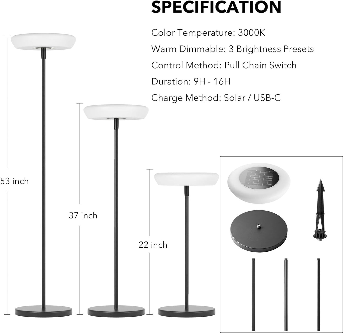 Outdoor Rattan Solar Powered Floor Lamp - IP65 Waterproof LED Light