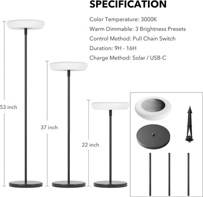 Outdoor Rattan Solar Powered Floor Lamp - IP65 Waterproof LED Light